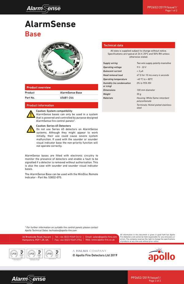 Apollo AlarmSense Base