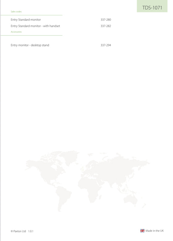 Paxton Net2 Entry Standard Monitor with Handset (New Style), 337-282