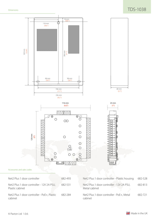 Paxton Net2 Plus 1 Door Controller 12V 2A PSU Plastic Cabinet