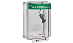 STI Universal Stopper Dome Cover Surface Mount c/w Sounder & Relay Green Emergency Exit Label