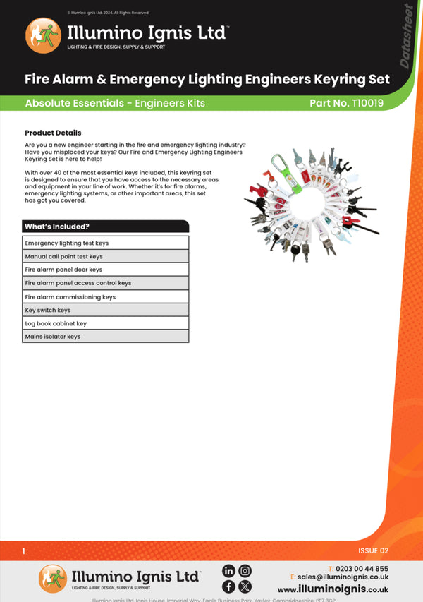 Illumino Fire Alarm & Emergency Lighting Engineers Keyring Set