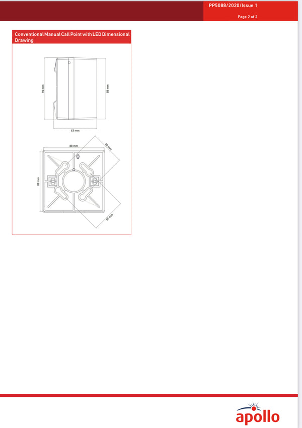 Apollo Conventional Manual Call Point Red