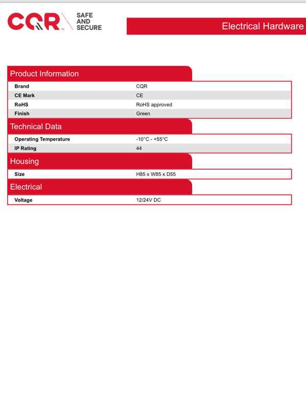 Surface Manual Call Point Resettable Single Pole Green, CQR FP3