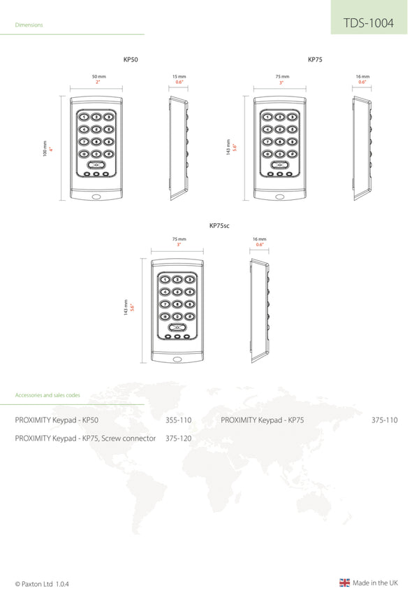 Paxton KP75 Proximity Keypad, 375-110