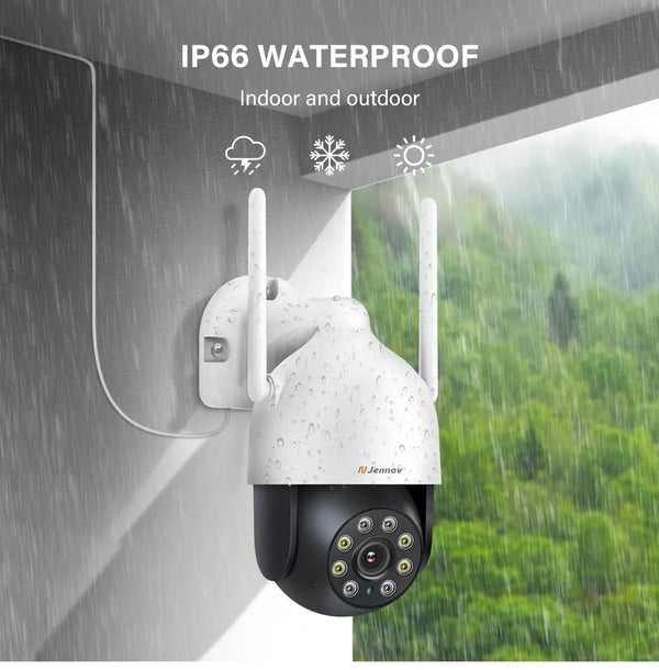 Security Camera Outdoor, PTZ Wifi Home CCTV Camera 360° View with Auto Tracking, 24/7 Recording, Color Night Vision, Motion Detection, 2-way audio, Sound-Lights Alarm, IP66 FIXES-HUB