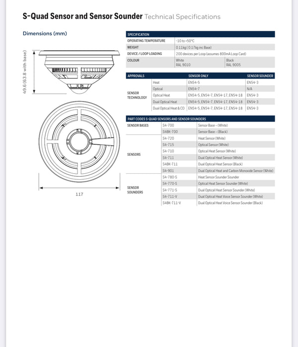 Gent S4-771-S Dual Optical + Heat Multi-Sensor + Sounder