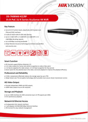 Hikvision 8Ch NVR 4K PoE AcuSense 2xHDD, CCTV
Digital Recorder-DS-7608NXI-K2/8P FIXES-HUB