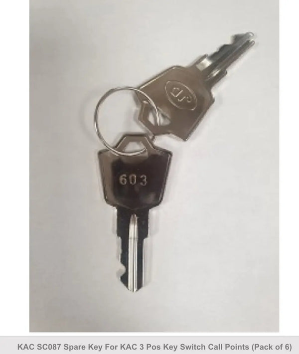 KAC SC087 Spare Key For KAC 3 Pos Key Switch Call Points (Pack of 6) - FIXES-HUB
