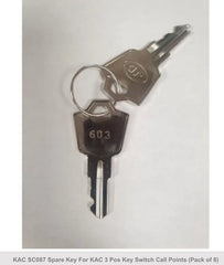 KAC SC087 Spare Key For KAC 3 Pos Key Switch Call Points (Pack of 6) - FIXES-HUB
