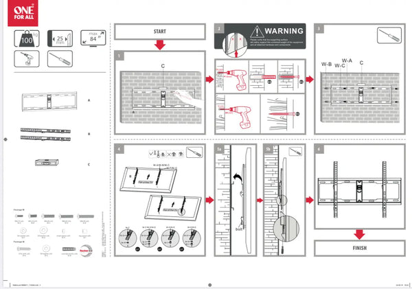 One For All WM4611 32 - 84 Inch Flat TV Wall Bracket FIXES-HUB