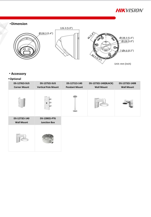 Hikvision 4MP AcuSense Fixed Turret Network Camera - DS-2CD2346G2-IU(2.8MM)(C)