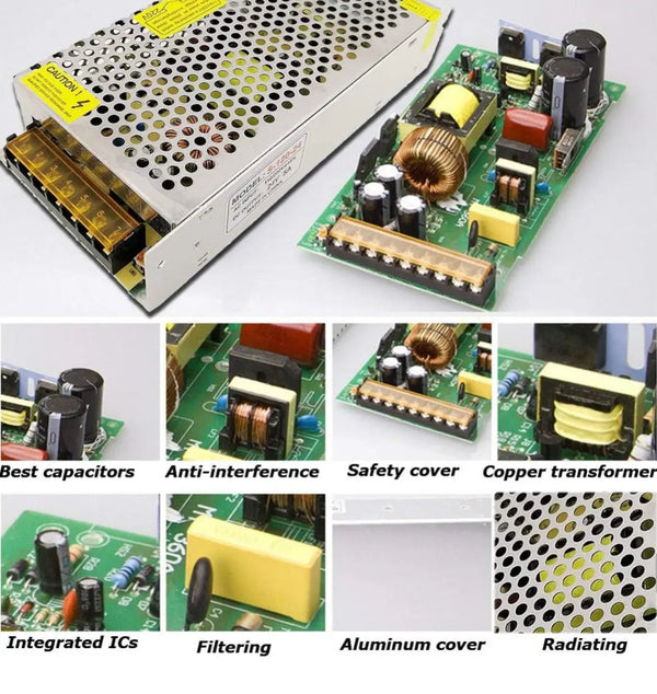 Power Supply 24V 5A 120W, 110V/220V AC to DC 24 Volt Universal Regulated Switching Transformer for 24V LED Strip, 3D Printer FIXES-HUB