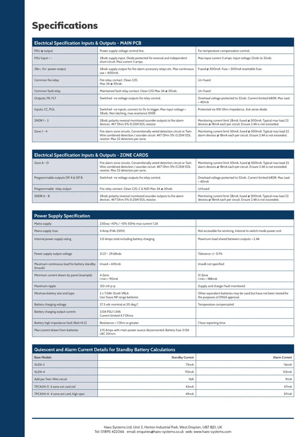 Haes Esento Excel 4 Zone Conventional or Twin Wire Fire Alarm Control Panel FIXES-HUB