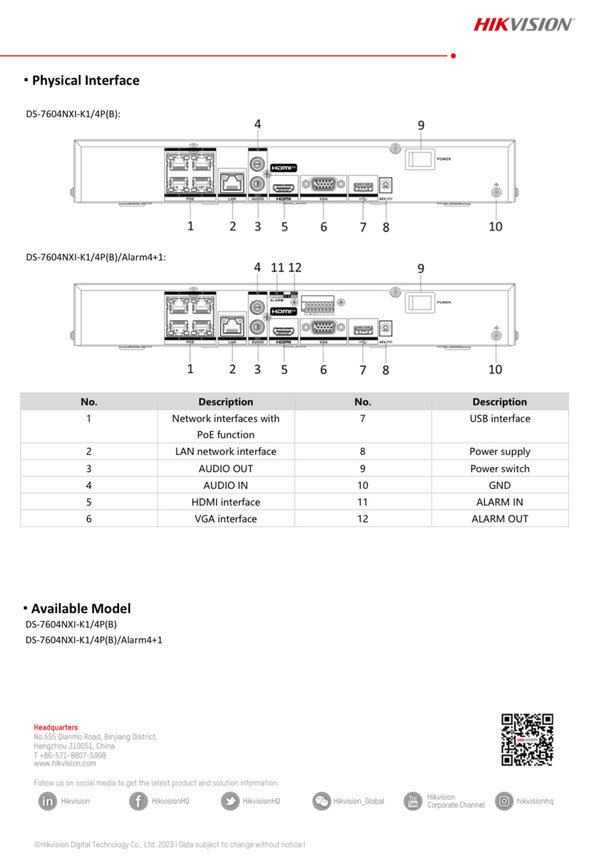 Hikvision 4ch NVR 4K PoE AcuSense 1 x HDD