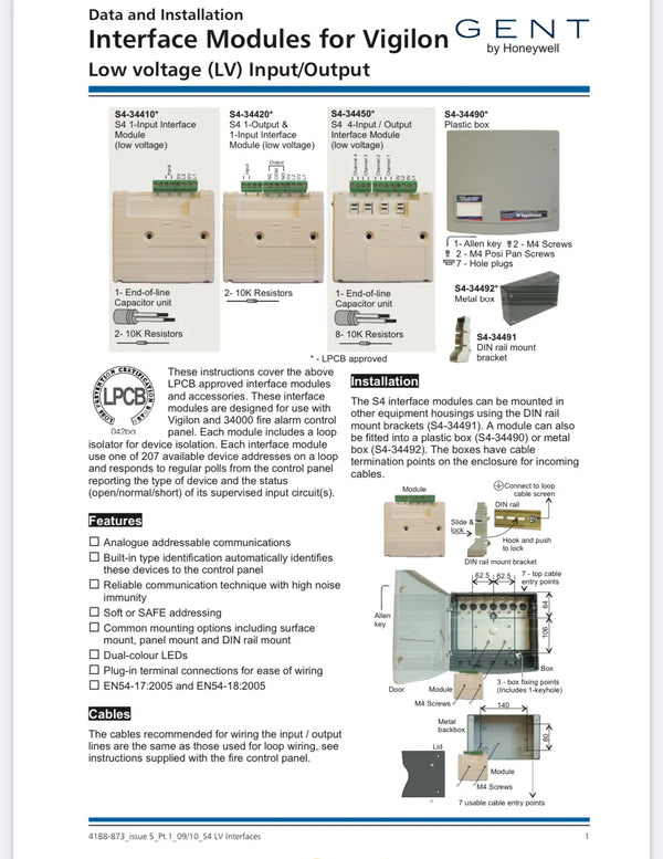 Gent S4-34410 Single Channel Interface LV Input FIXES-HUB