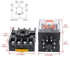 Gereral Purpose Relay MK2P-I AC 220V Coil DPDT 8 Pin with Plug-in Terminal Socket PYF83A FIXES-HUB