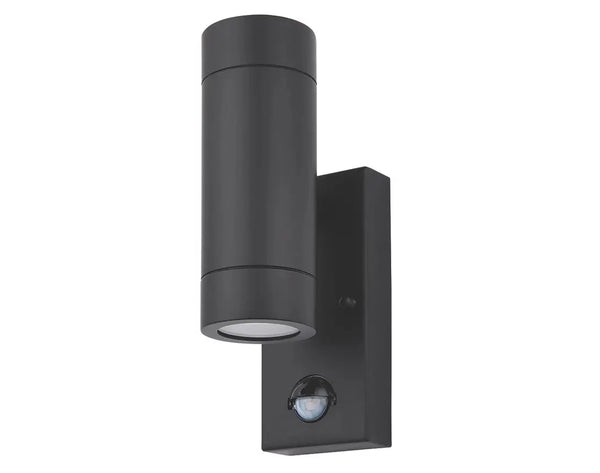 OUTDOOR UP & DOWN WALL LIGHT WITH PIR SENSOR BLACK FIXES-HUB