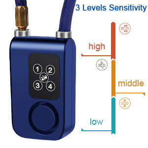 Bike Lock 110dB Waterproof Security Bicycle Cable Lock with Remote Control 4-Digit Password Motorcycle Burglar Alarm