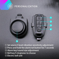 ANTUSI Wireless Theft Bike Motorcycle Alarm Security System Bicycle Motion Sensor Rechargeable Multipurpose Alert Device