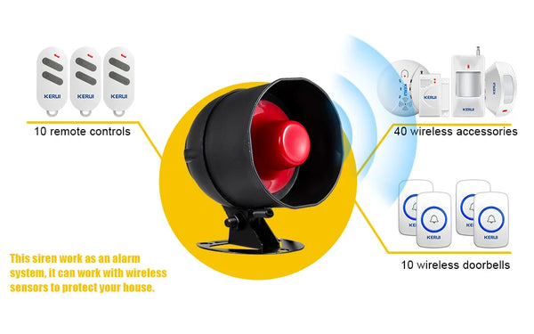 KERUI Security Alarm System Indoor Outdoor Weather-Proof Siren Window Door Sensors Motion Sensor Alarm With Remote Control