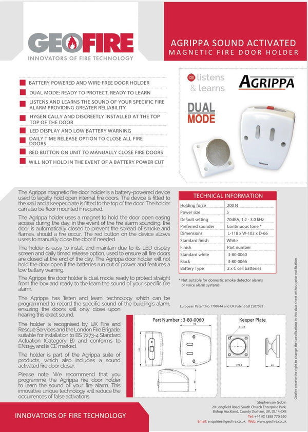 Agrippa Wireless Magnetic Door Retainer w/ Optional Colour