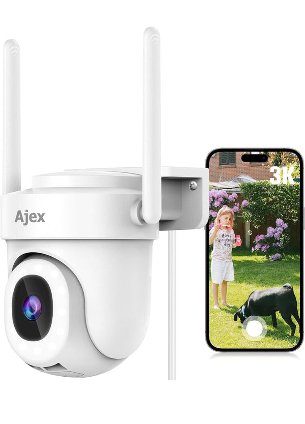 Ajex 3K/5MP Security Camera Outdoor with 300Lm Floodlight for Color Night Vision 2.4G&5G Wifi CCTV Camera Outdoor,PTZ