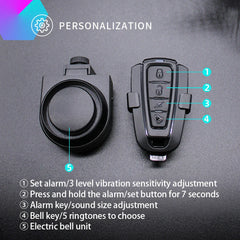 ANTUSI Wireless Theft Bike Motorcycle Alarm Security System Bicycle Motion Sensor Rechargeable Multipurpose Alert