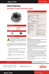Apollo AlarmSense Sounder Visual Indicator Base Red Flash
