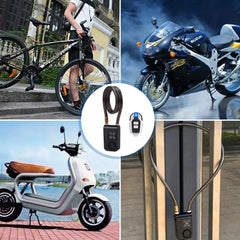 Bike Lock 110dB Waterproof Security Bicycle Cable Lock with Remote Control 4-Digit Password Motorcycle Burglar Alarm
