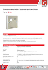 C-TEC Quantec Addressable Call Point c/w Button Reset (No Remote) QT609