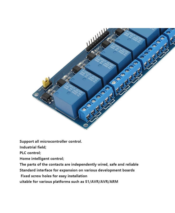 D8 Channel Relay Module With Optocoupler Isolation Blue Board PLC Relay Module