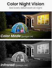 DEKCO 2K Security Camera Outdoor with Motion Tracking Pan-Tilt 360° View CCTV Camera Sound-Lights Alarm Home WiFi