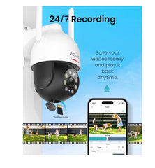 DEKCO 2K Security Camera Outdoor with Motion Tracking Pan-Tilt 360° View CCTV Camera Sound-Lights Alarm Home WiFi