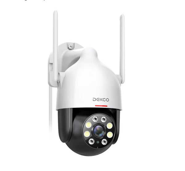 DEKCO 2K Security Camera Outdoor with Motion Tracking Pan-Tilt 360° View CCTV Camera Sound-Lights Alarm Home WiFi