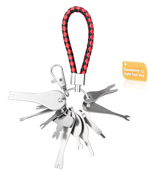 Emergency Light Test Key Set Premium Stainless Steel Construction with Upgraded Braided Key Ring Fish Key Set