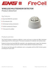 EMS FireCell FCX-174-001 | Wireless Multisensor Detector | Optical & Heat