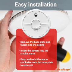 FireAngel SB1-R Smoke Alarm - Toast Proof Optical Smoke Alarms for Home with Replaceable Battery and Test/Silence