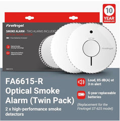 FireAngel SB1-R Smoke Alarm - Toast Proof Optical Smoke Alarms for Home with Replaceable Battery and Test/Silence