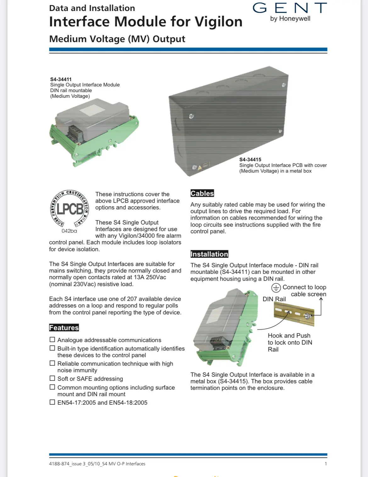 Gent S4-34410 Interface | Single Channel LV Input – FIXES-HUB
