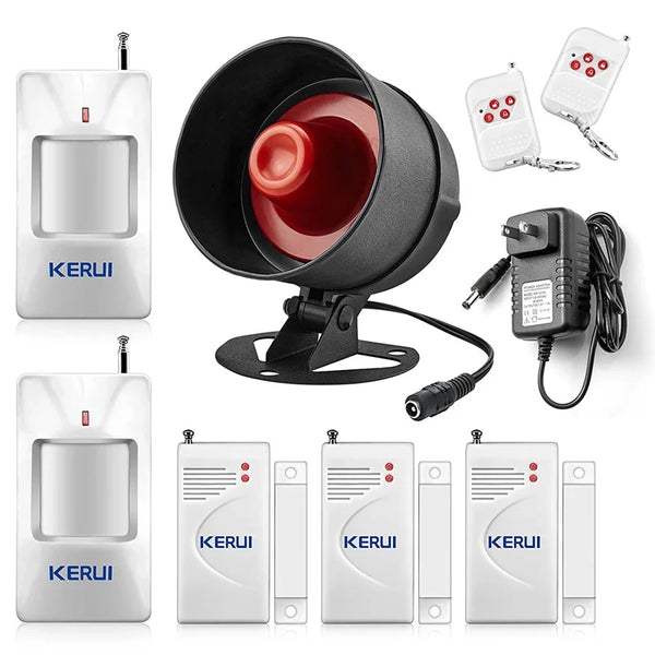 KERUI Security Alarm System Indoor Outdoor Weather-Proof Siren Window Door Sensors Motion Sensor Alarm With Remote