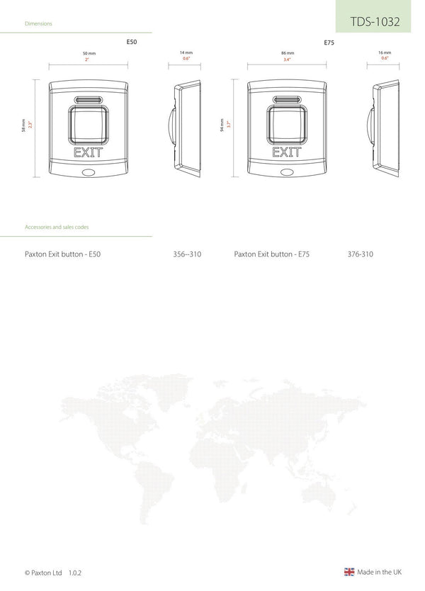 Paxton E50 Exit Button 356-310
