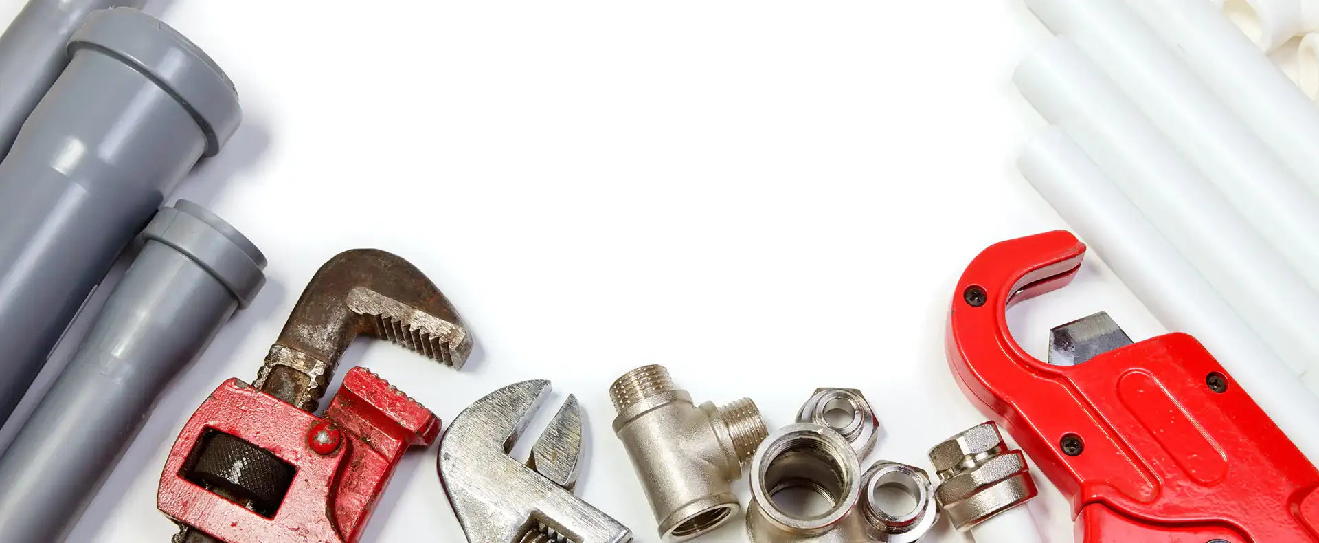 Red pipe cutter with black screws and a metallic cutting blade