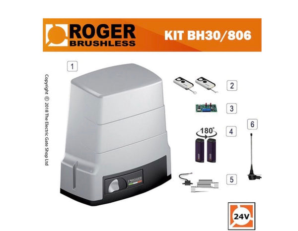 Roger Technology 24v BH30 Brushless Sliding Gate Kit 800kg KIT-BH30/806