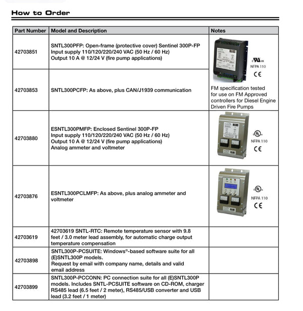 Sentinel 300P-FP 12/24VDC 10A Open Frame Battery Charger (42703851)