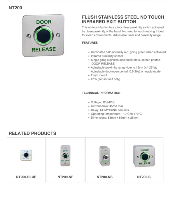 SSP Flush Mount No Touch Button with Adjustable Prox Range