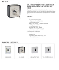 SSP Maintained Keyswitch Surface Mount Weatherproof KS-2SB