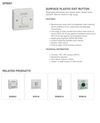 SSP Surface Door Release Button Plastic Single Pole SPB001