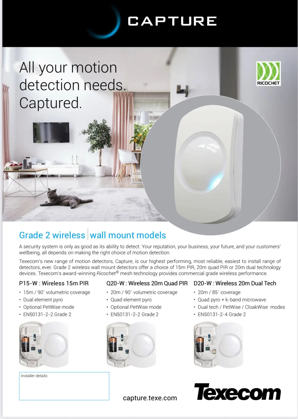Texecom Capture D20-W 20m Dual-Tech Wireless White G2 Sensor – FIXES-HUB