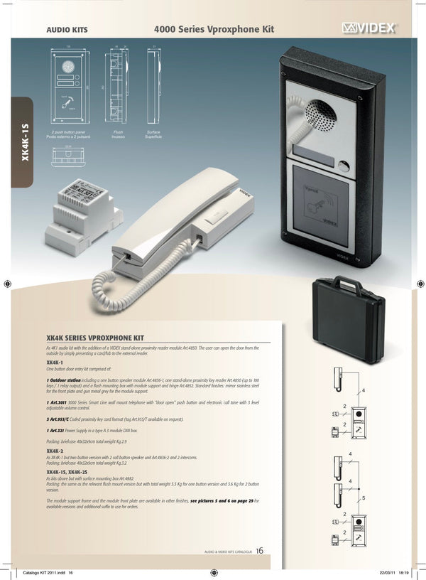 Videx 1 Way Surface 4000 Series Audio Kit (3 + 1) with 3011 Telephone + 321 PSU (Suffix /Bl for Gun Metal Gray Fascia)