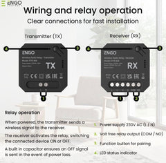 Wireless Boiler Control Relay 230V Receiver and Transmitter 868 MHz Volt Free Heating System Switch DIN Rail Pump